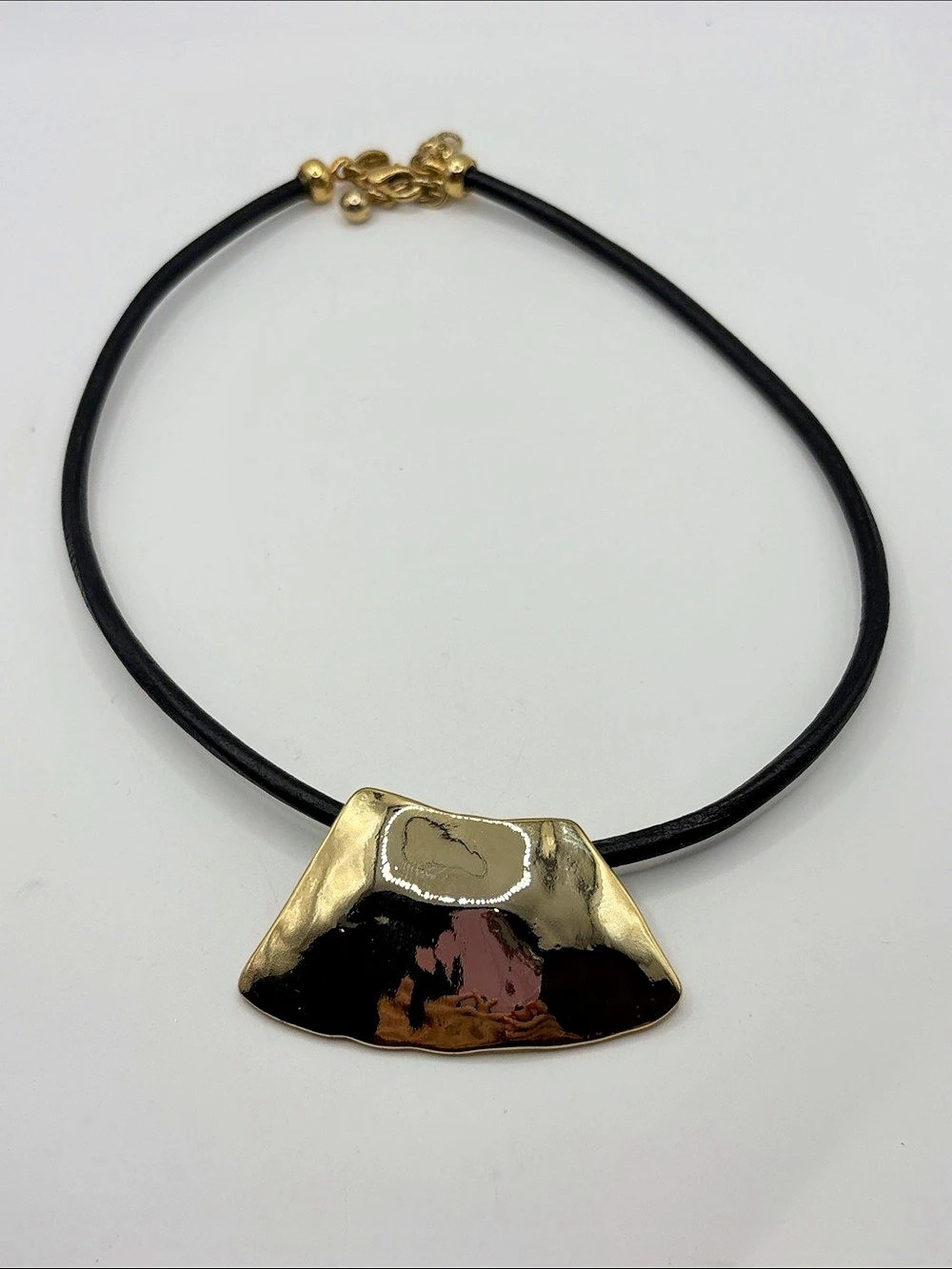 Chico's Statement Pendant Necklace in Black & Gold